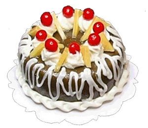 Dollhouse Chocolate Cake with Decoration and Berries 1:12 Scale Miniature Food