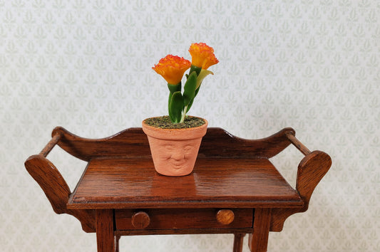Dollhouse Orange Carnations in Sweet Faced Terra Cotta Planter 1:12 Scale