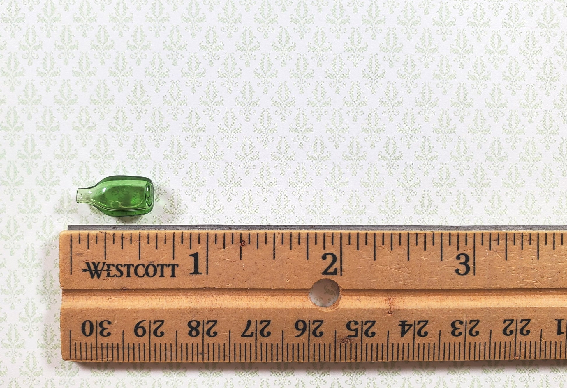 Dollhouse Green Glass Flask 1:12 Scale Miniature Kitchen