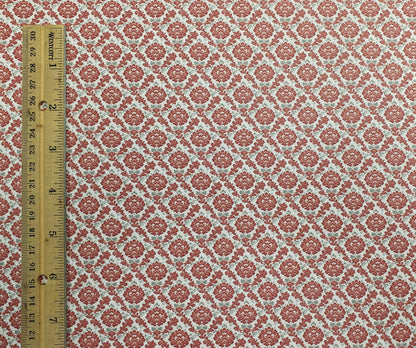 Dollhouse Wallpaper Red Coral Damask 1:12 Scale by MiniatureCrush