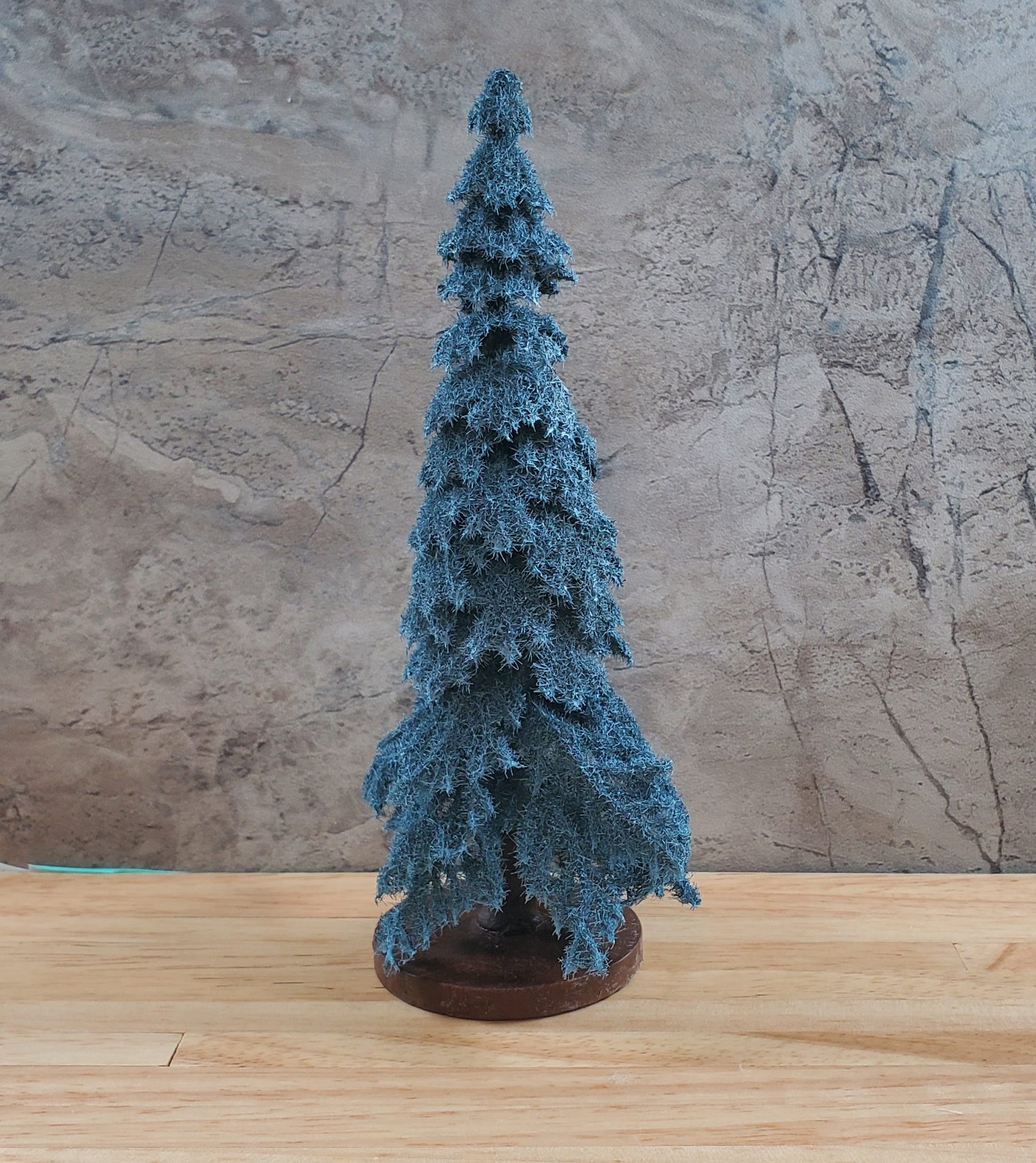 6" Tall Conifer Evergreen Pine Blue Spruce Tree on Base Model Scenery Miniatures