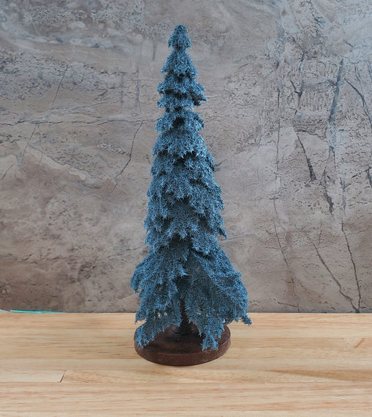 6" Tall Conifer Evergreen Pine Blue Spruce Tree on Base Model Scenery Miniatures