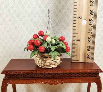 Dollhouse Tomato Plant in Natural Fiber Hanging Basket 1:12 Scale Miniature
