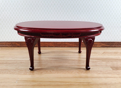 Dollhouse Dining Table Oval Wood Mahogany Finish 1:12 Scale Miniature Furniture