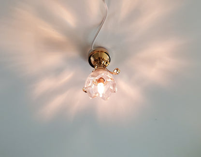 Dollhouse Miniature Ceiling Light Lily Flower Shade Gold 12 Volt 1:12