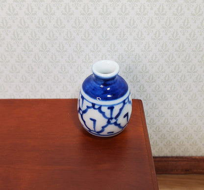Dollhouse Large Blue & White Decorative Vase Ceramic 1:12 Scale Miniature