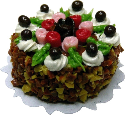 Dollhouse Floral Trim Cake 1:12 Scale Miniature Food Kitchen Dessert Bakery