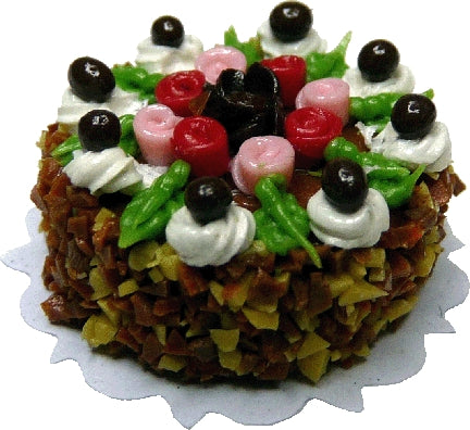 Dollhouse Floral Trim Cake 1:12 Scale Miniature Food Kitchen Dessert Bakery