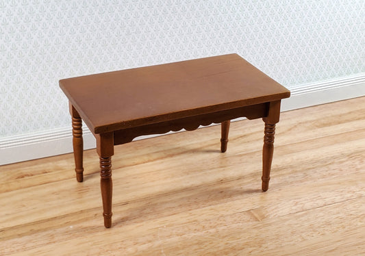 Dollhouse Kitchen Table Walnut Finish 1:12 Scale Miniature Wood Furniture