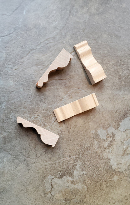 Dollhouse Miniature Wood Corbels or Decorative Brackets 1:12 Scale Set of 4