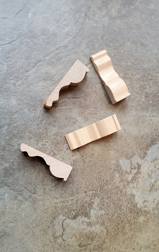 Dollhouse Miniature Wood Corbels or Decorative Brackets 1:12 Scale Set of 4