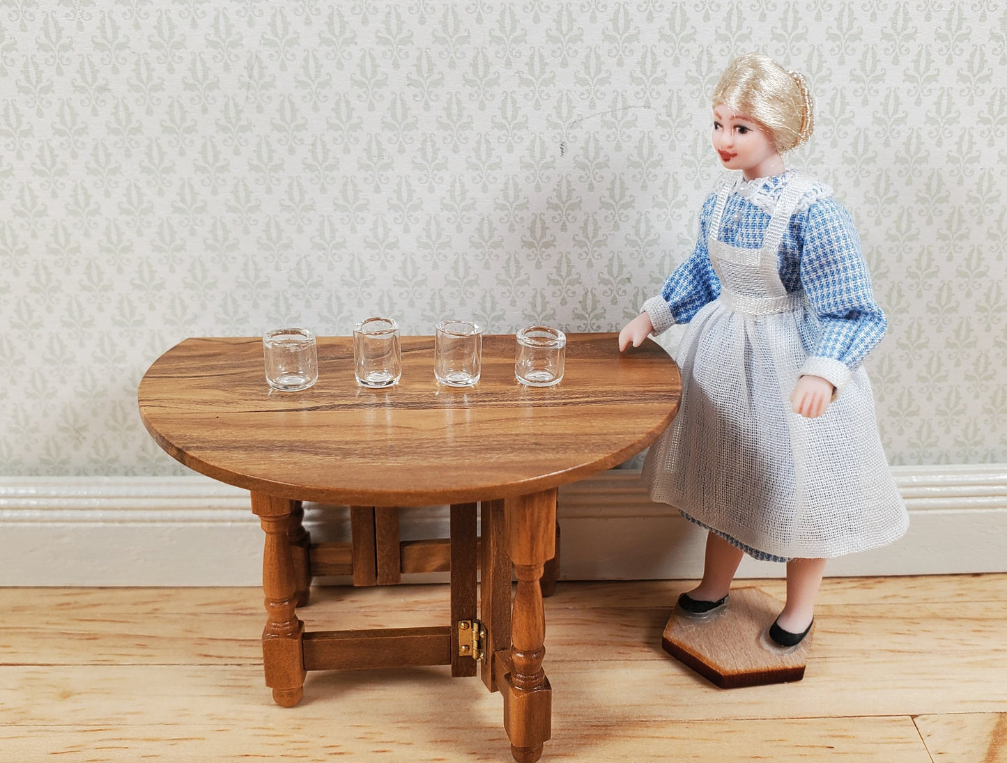 Dollhouse HALF SCALE Clear Juice Glasses Set of 4 1:24 Miniature Real Glass