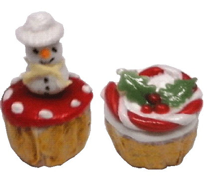 Dollhouse Christmas Cupcakes Set of 2 1:12 Scale Miniature Food