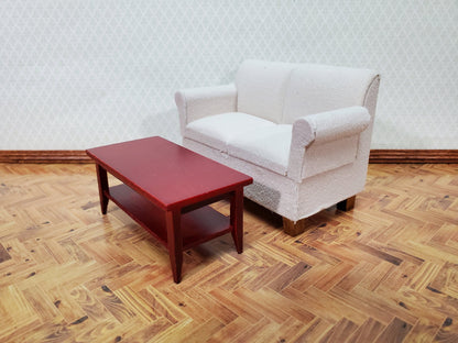 Dollhouse Modern Coffee Table with Shelf Wood Mahogany Finish 1:12 Scale Miniature Furniture