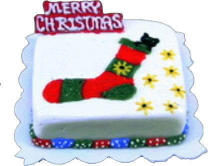 Dollhouse Holiday Stocking Sheet Cake 1:12 Scale Miniature Dessert Food Bakery