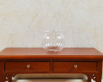 Dollhouse Large Clear Glass Round Ribbed Vase 1:12 Scale Miniature