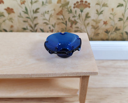 Dollhouse Cobalt Blue Glass Candy Dish or Serving Bowl 1:12 Scale Miniature