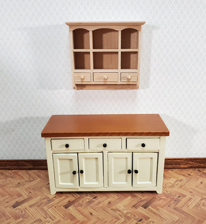 Dollhouse Hanging Shelf with Drawers & Cubbies 1:12 Scale Furniture Unpainted Wood