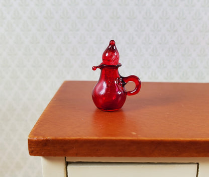 Dollhouse Cruet Cranberry Red Glass with Stopper 1:12 Scale Miniature