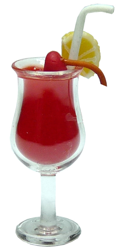 Dollhouse Hurricane Cocktail with Straw 1:12 Scale Miniature Drink