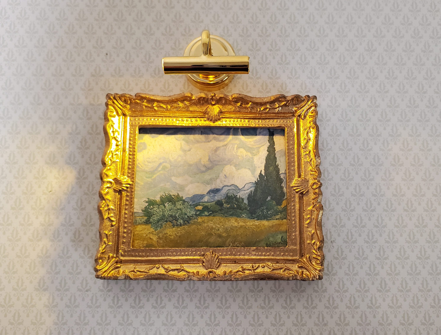 Dollhouse Picture Light or Piano Lamp Battery Operated with Wand 1:12 Miniature