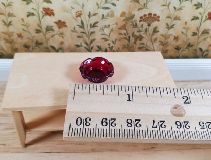 Dollhouse Cranberry Red Glass Candy Dish or Serving Bowl 1:12 Scale Miniature