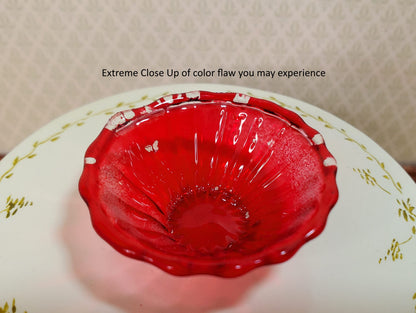 Dollhouse Large Red Glass Flared Bowl 1:12 Scale Miniature Color Flaw