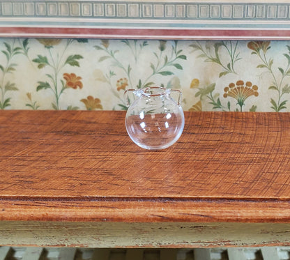 Dollhouse Small Clear Glass Urn Vase with Handles 1:12 Scale Miniature Kitchen