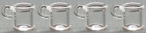 Dollhouse Clear Glass Mugs with Handle Set of 4 1:12 Scale Miniature Kitchen