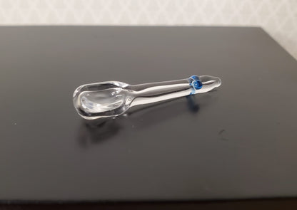 1:6 Scale Clear Glass Spoon with Blue Ring Dollhouse Miniature Fashion Doll Size
