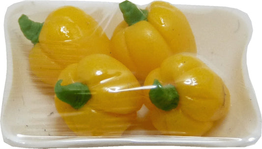 Dollhouse Yellow Bell Peppers Wrapped 1:12 Scale Miniature Food Kitchen Grocery