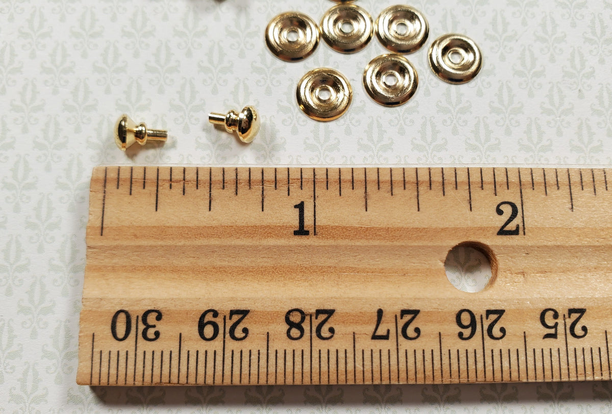 Dollhouse Traditional Door Knob or Drawer Pulls with Back Plate 8 pcs 1:12 Scale