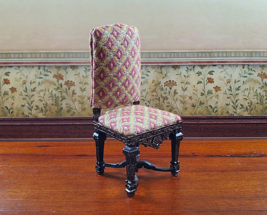 Bespaq Tudor Gothic Upholstered Chair 1:12 Scale Miniature Furniture