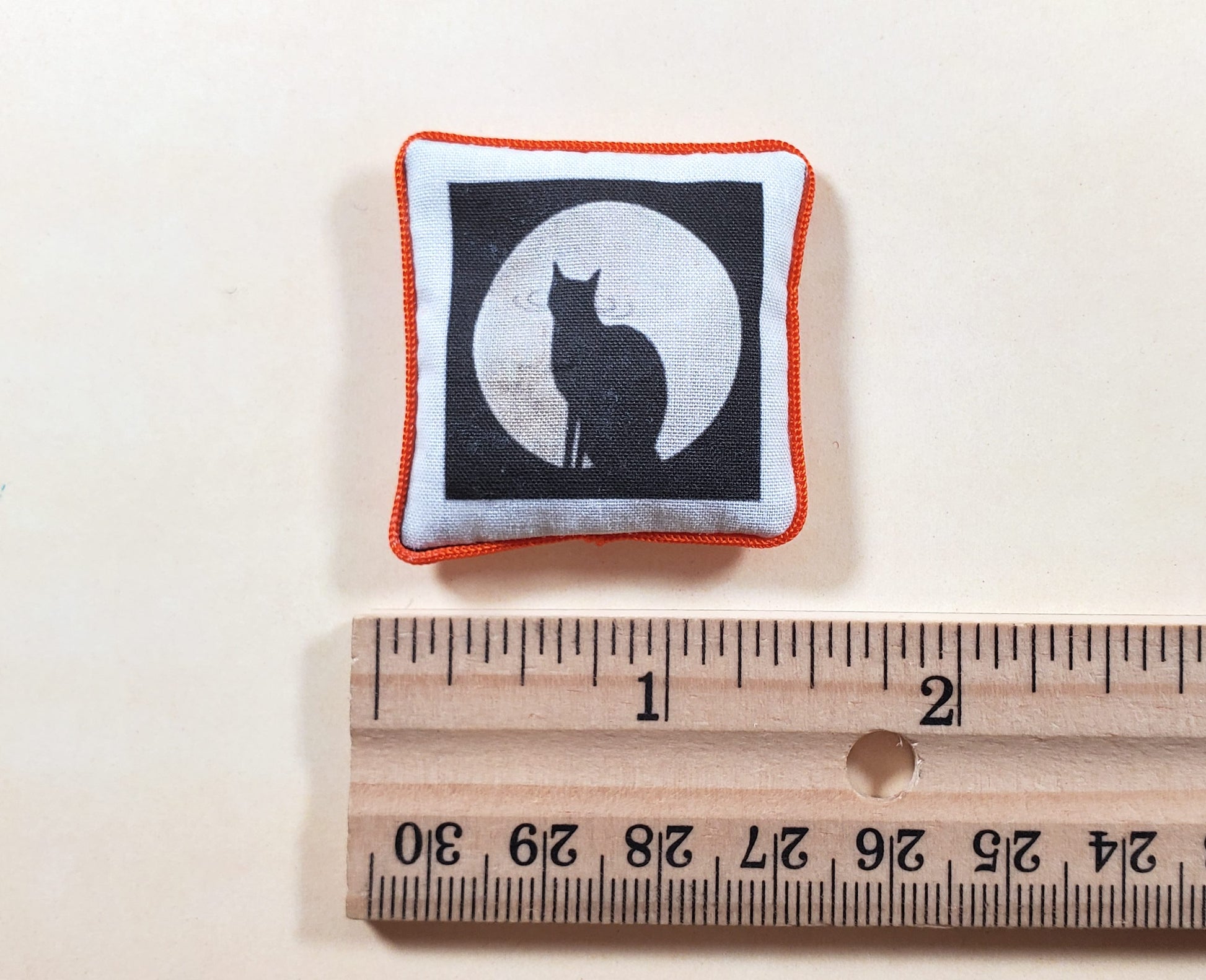 Dollhouse Halloween Black Cat Pillow Handmade 1:12 Scale Miniature 1 1/2"
