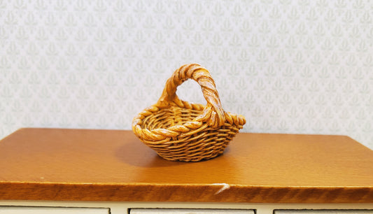 Dollhouse Basket with Handle Wicker Style 1:12 Scale Miniature Decor Accessories