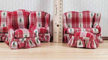 Dollhouse Living Room Set 4 pc Cabin Theme 1:12 Scale Miniature Furniture