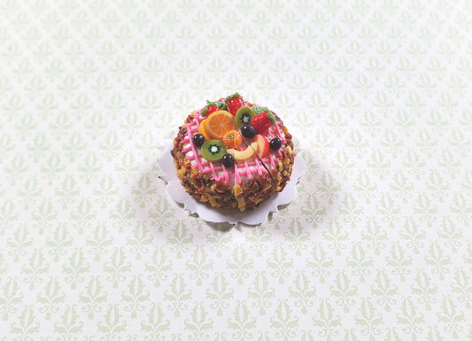 Dollhouse Fruit Topped Cake Sliced 1:12 Scale Miniature Dessert Food Bakery