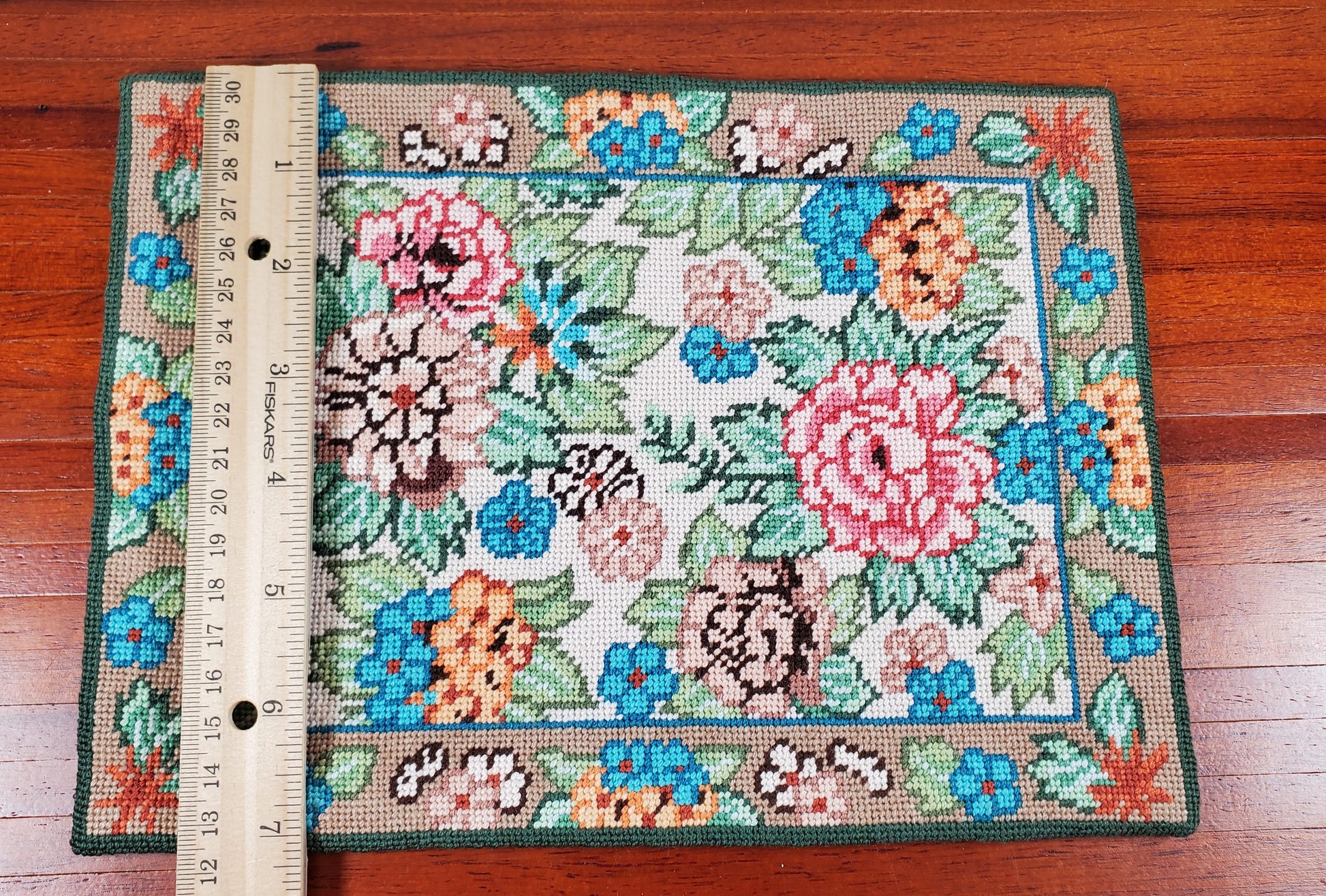 Dollhouse Needlepoint Rug Large Aubusson Style 1:12 Scale Carpet Floral