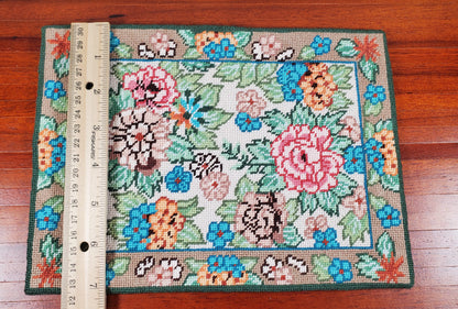 Dollhouse Needlepoint Rug Large Aubusson Style 1:12 Scale Carpet Floral