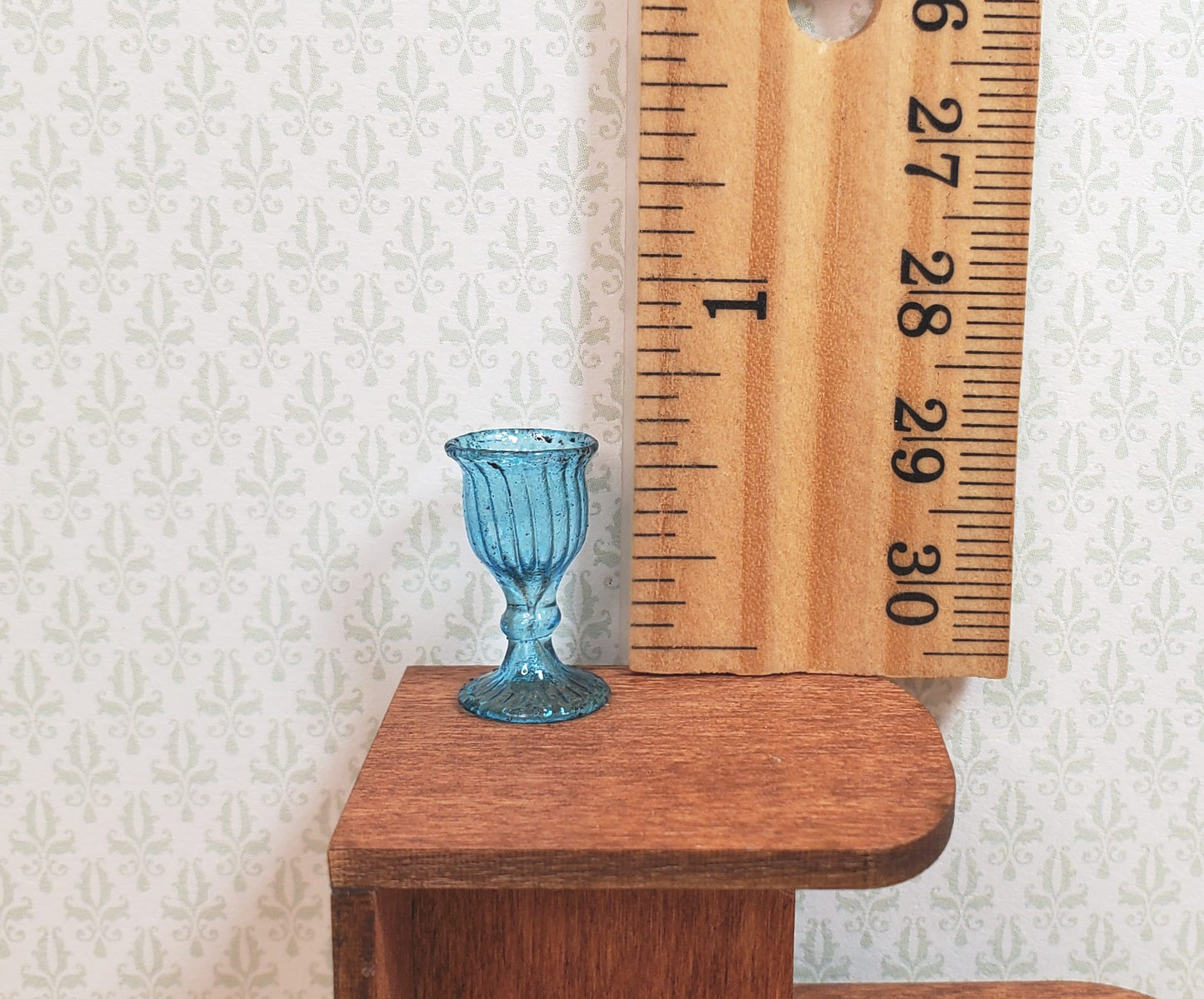 Dollhouse Fancy Blue Water or Wine Glass 1:12 Scale Miniature