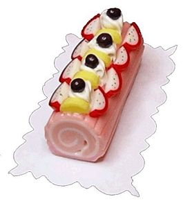 Dollhouse Raspberry Cream Roll Cake 1:12 Scale Miniature Dessert Food