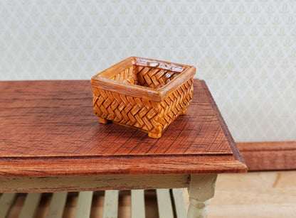 Dollhouse Basket Wicker Style Square 1:12 Scale Miniature Decor Accessories