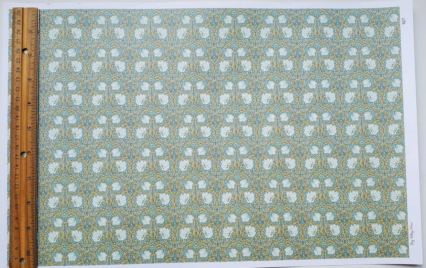Dollhouse Wallpaper William Morris Art Nouveau Pimpernel Blue Floral 1:12 Scale Itsy Bitsy