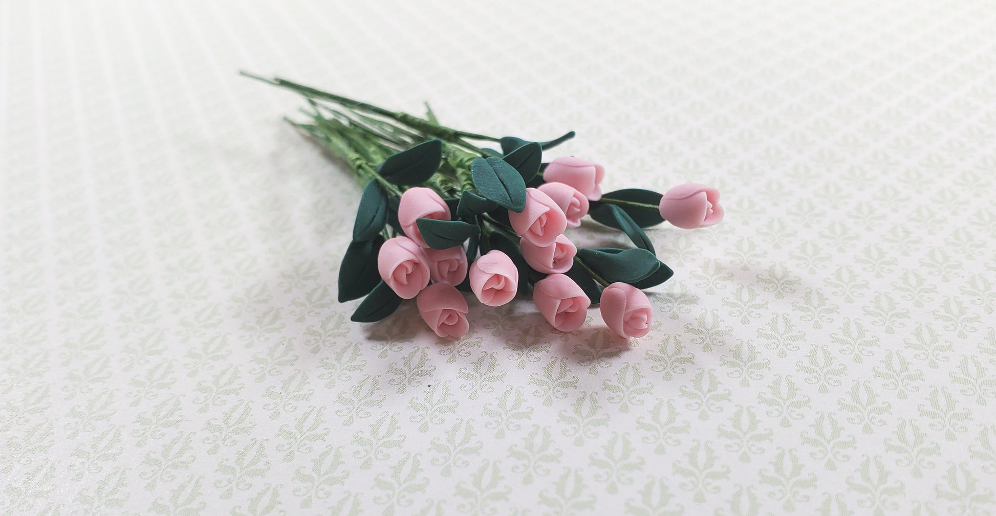 Dollhouse Light Pink Tulips Loose Bouquet One Dozen 1:12 Scale Miniature