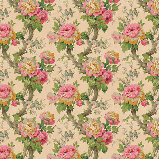 Dollhouse Wallpaper Vintage Cabbage Roses Bradbury & Bradbury 1:12 Scale