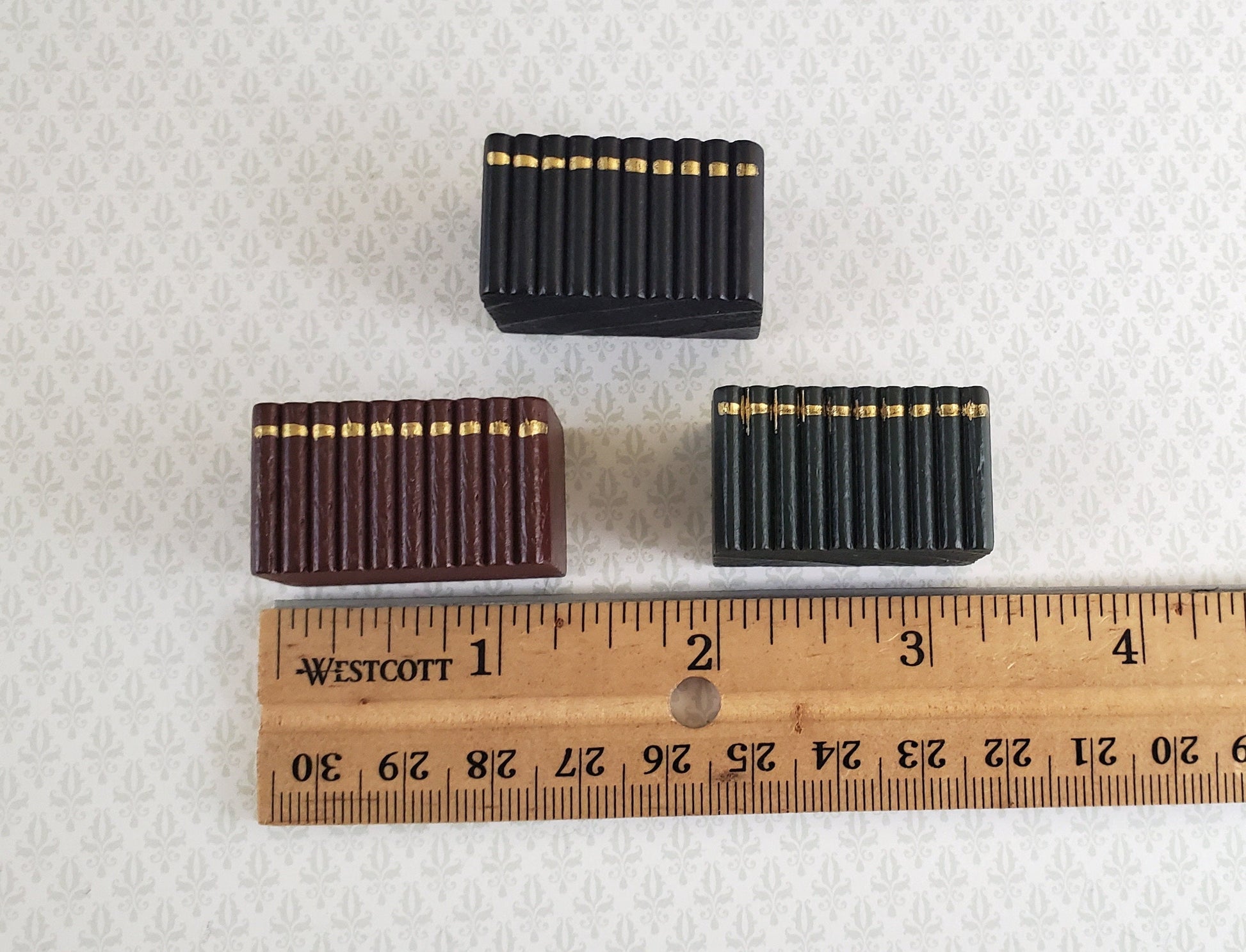 Dollhouse Miniature Wood Books Stack Set x3 1:12 Scale 3/4" tall