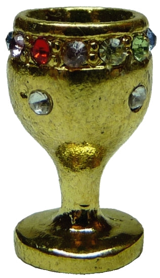 Dollhouse Gold Chalice Goblet with Rainbow Jewel Band 1:12 Scale Miniature
