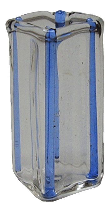 Dollhouse Blue Striped Square Modern Glass Vase 1:12 Scale Miniature Flowers