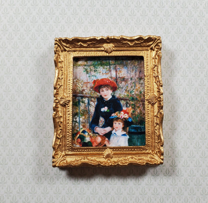 Dollhouse Miniature Renoir Two Sisters On the Terrace Framed Print 1:12 Scale