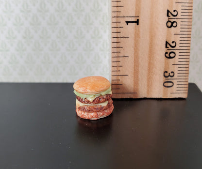 Dollhouse Double Cheeseburger with Lettuce 1:12 Scale Miniature Hamburger